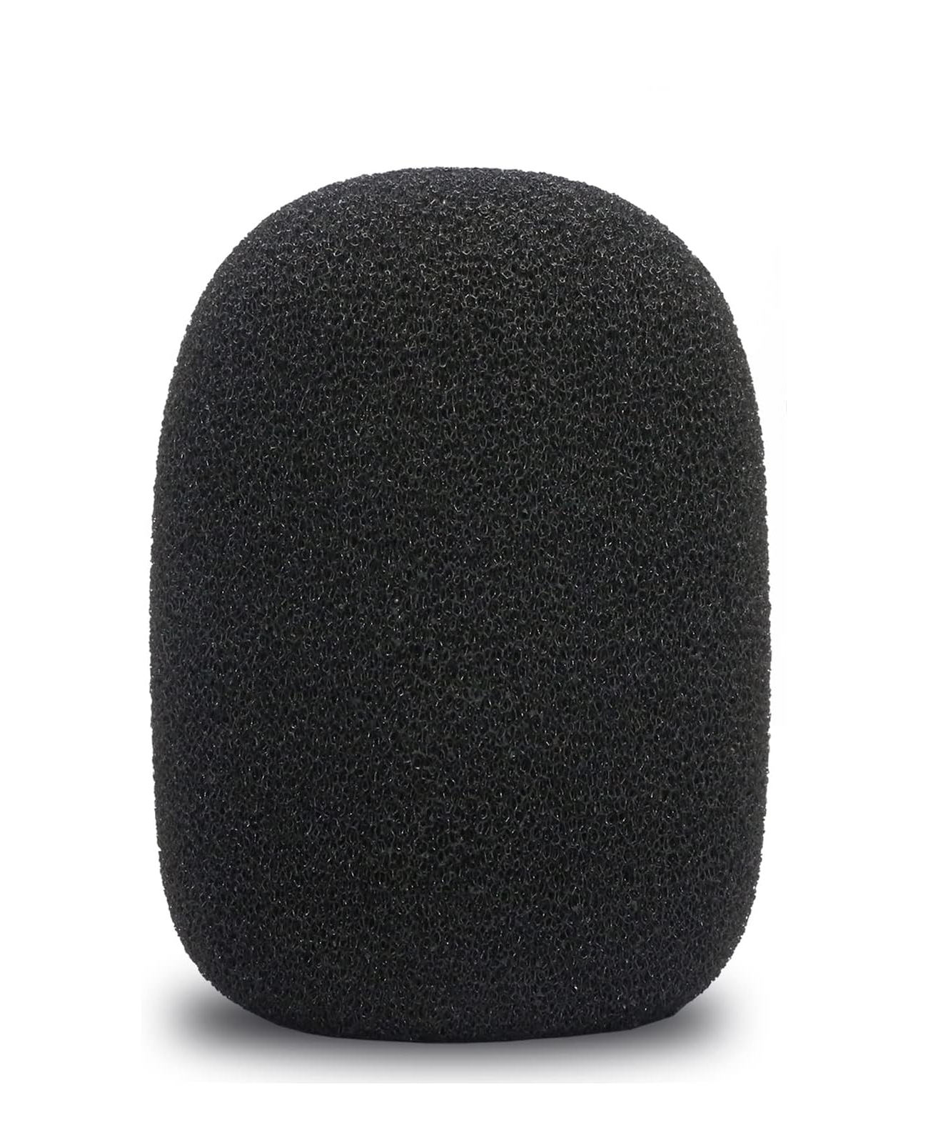 A black foam windscreen designed for use with a LIZ-CHOIR microphone series.