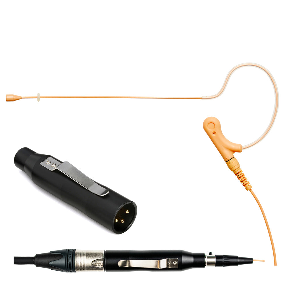 Single ear headset microphone suitable for professional audio use in churches, worship, school, theater, vocal recording, presentations, and concerts.