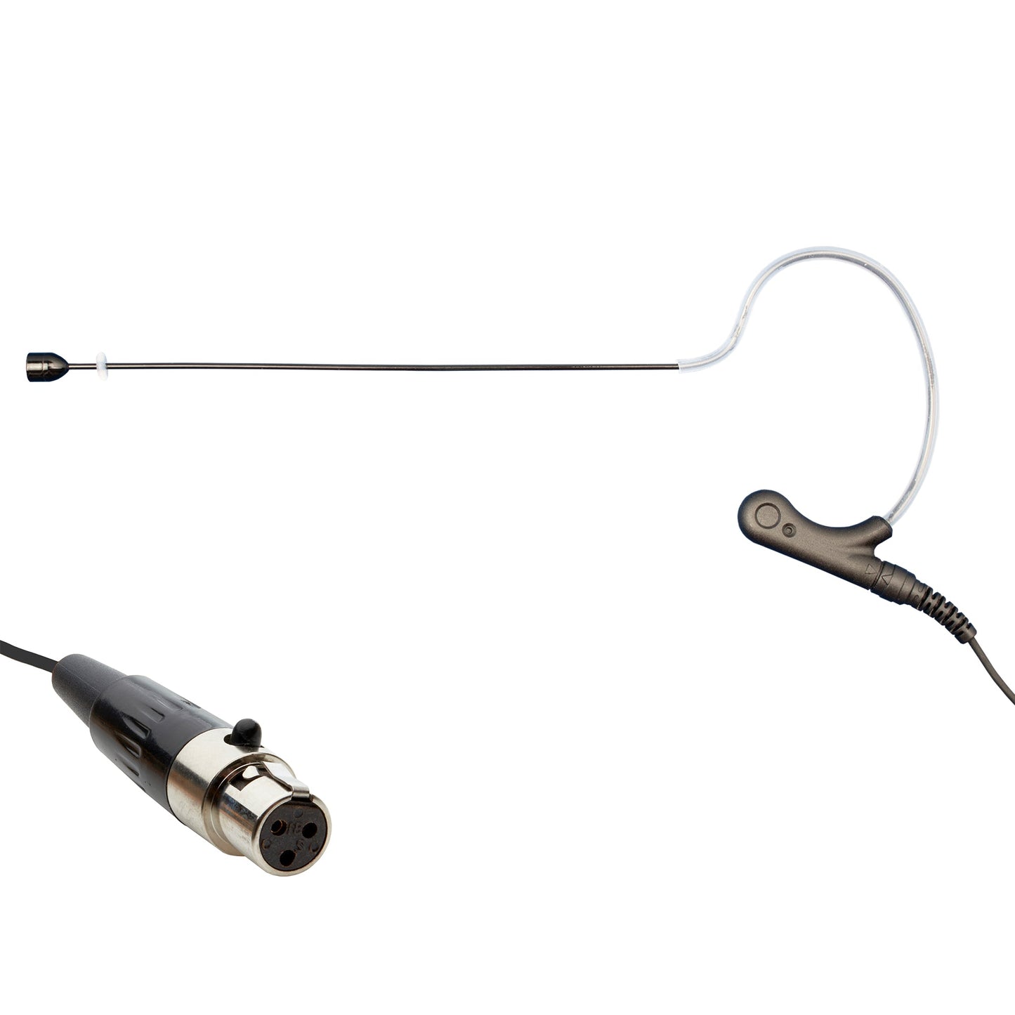 Single ear headset microphone suitable for professional audio use in churches, worship, school, theater, vocal recording, presentations, and concerts.