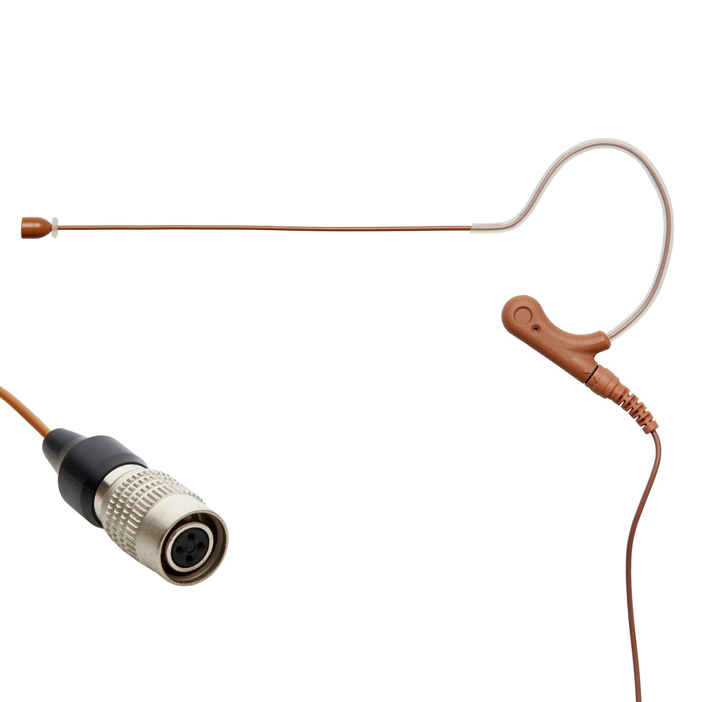 Single ear headset microphone suitable for professional audio use in churches, worship, school, theater, vocal recording, presentations, and concerts.