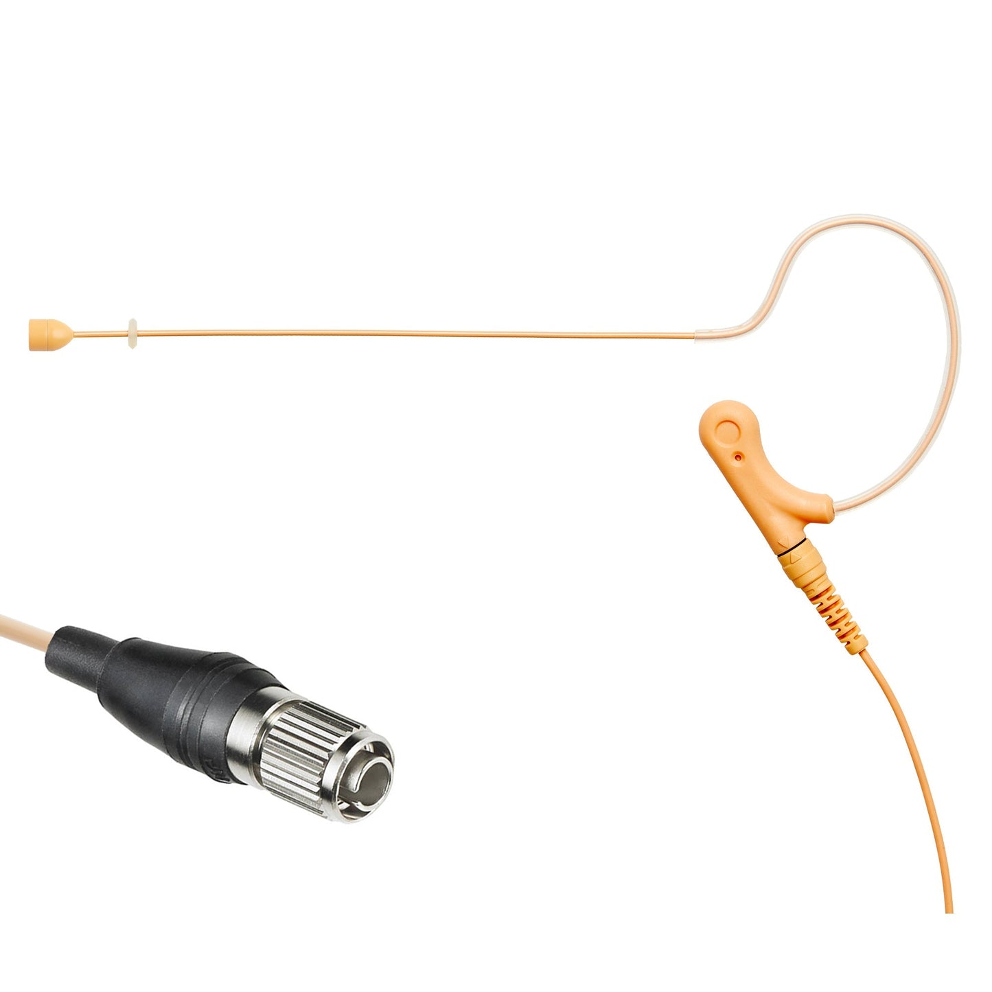 Single ear headset microphone suitable for professional audio use in churches, worship, school, theater, vocal recording, presentations, and concerts.
