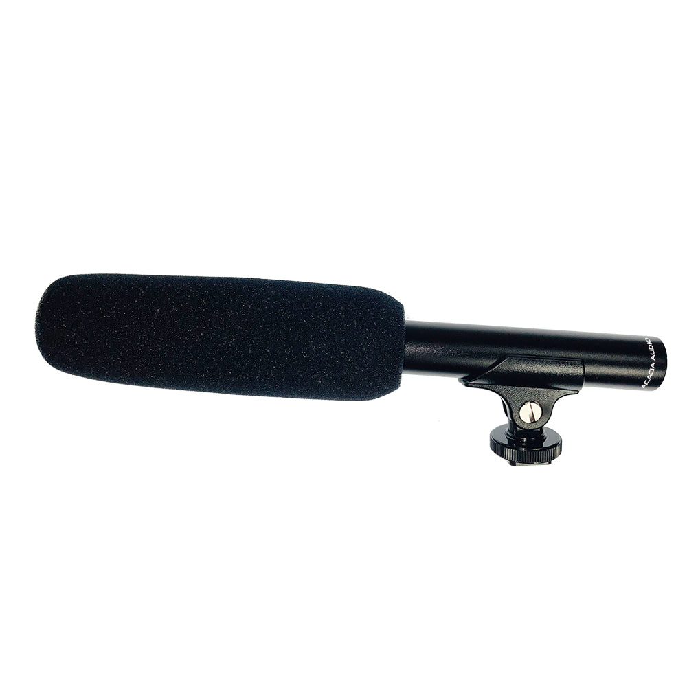 Acacia Audio Medium Shotgun Microphone with a long, directional design, ideal for film, broadcast, interviews, and field recording