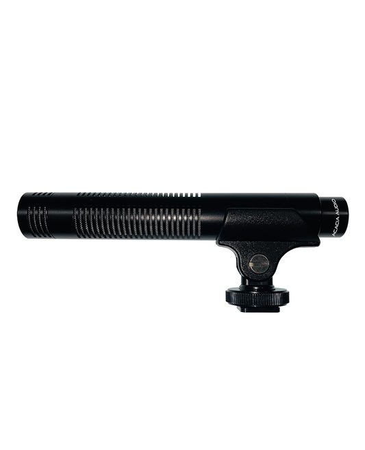 Acacia Audio Small Shotgun Microphone with a long, directional design, ideal for film, broadcast, interviews, and field recording