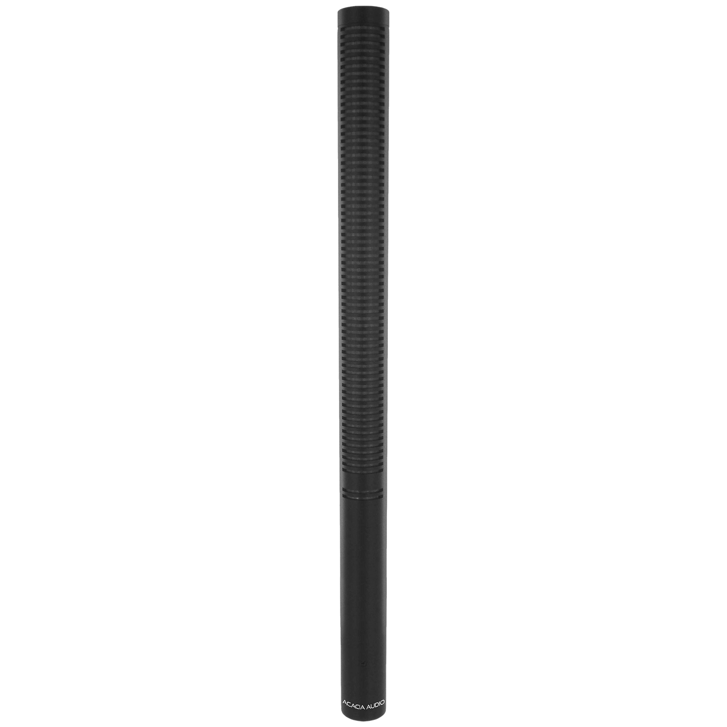 Acacia Audio Shotgun Microphone with a long, directional design, ideal for film, broadcast, interviews, and field recording shown is the microphone