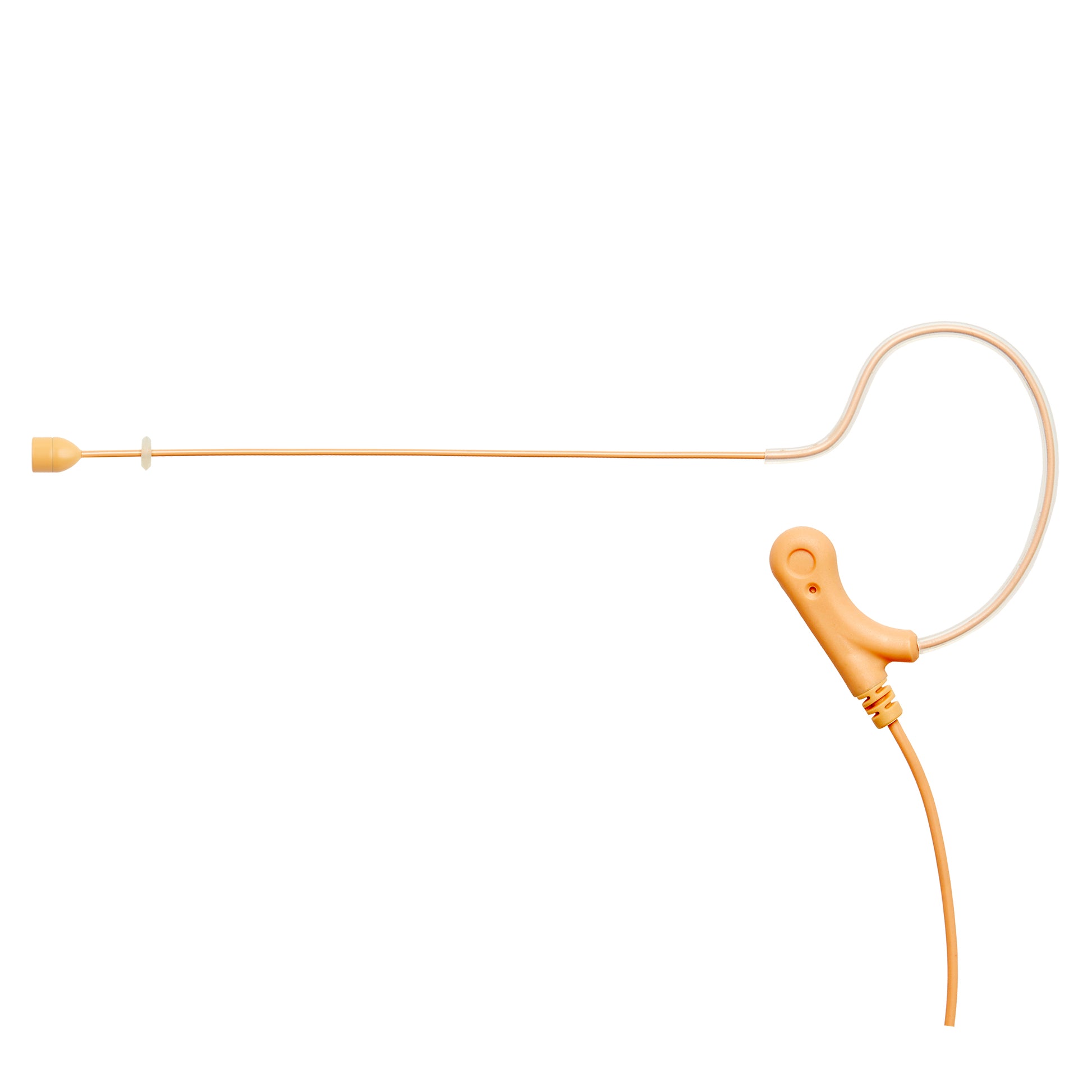 Tan single ear headset microphone suitable for professional audio use in churches, worship, school, theater, vocal recording, presentations, and concerts.