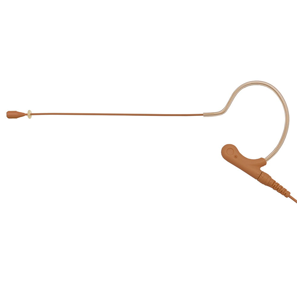Cocoa single ear headset microphone suitable for professional audio use in churches, worship, school, theater, vocal recording, presentations, and concerts.