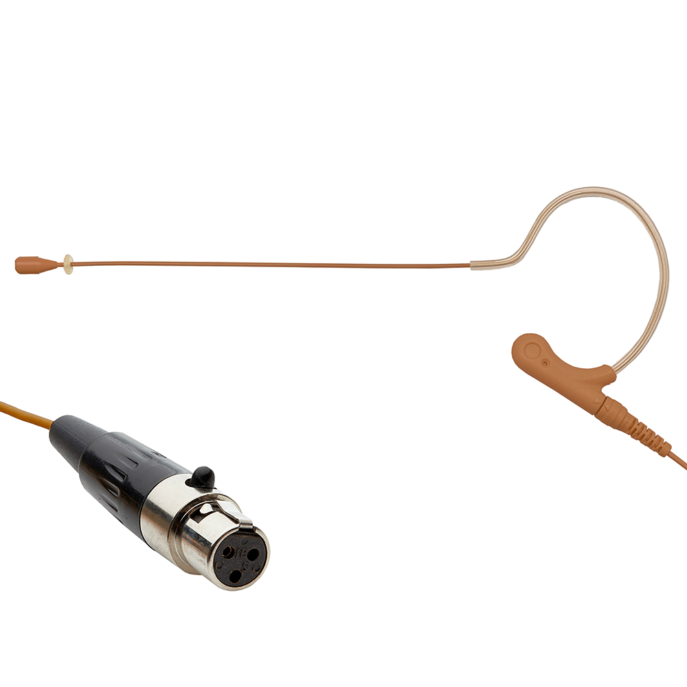 Cocoa single ear headset microphone suitable for professional audio use in churches, worship, school, theater, vocal recording, presentations, and concerts.