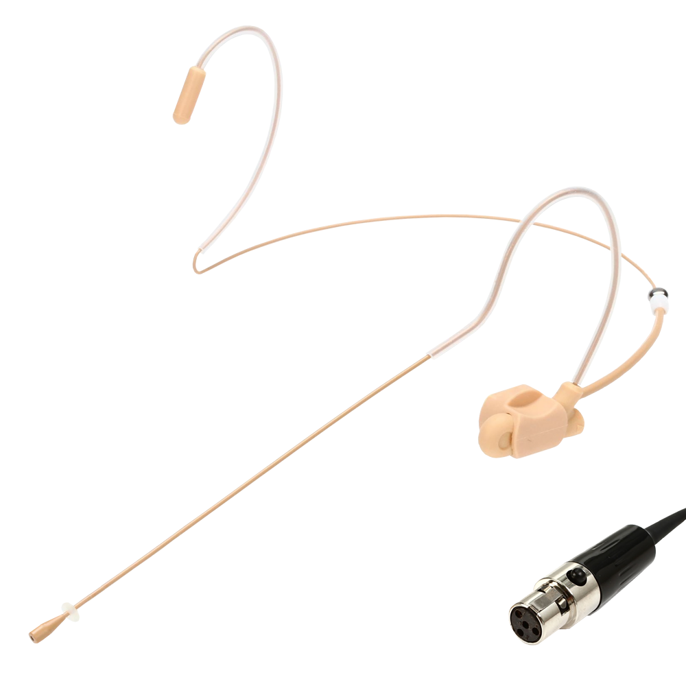 Dual ear headset microphone suitable for professional audio use in churches, worship, school, theater, vocal recording, presentations, and concerts.