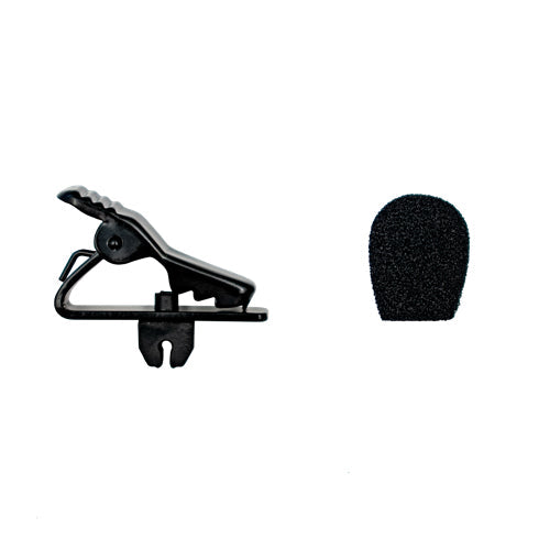 Acacia Audio black lavalier clip and windscreen, designed for discreet voice recording