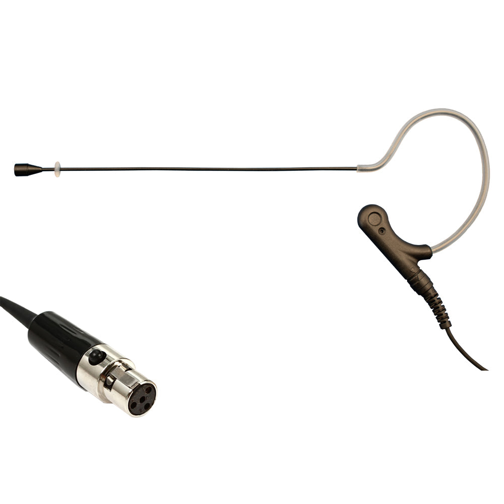 Single ear headset microphone suitable for professional audio use in churches, worship, school, theater, vocal recording, presentations, and concerts.