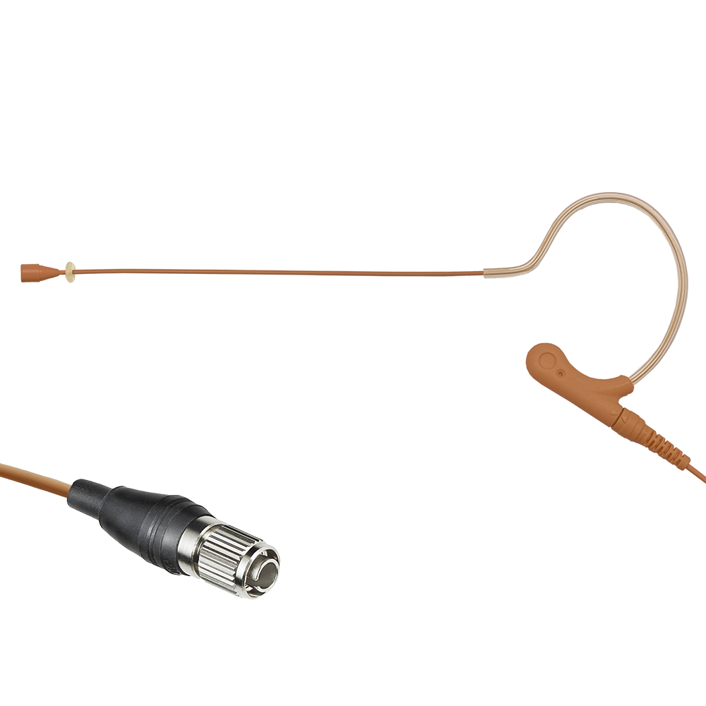 Single ear headset microphone suitable for professional audio use in churches, worship, school, theater, vocal recording, presentations, and concerts.