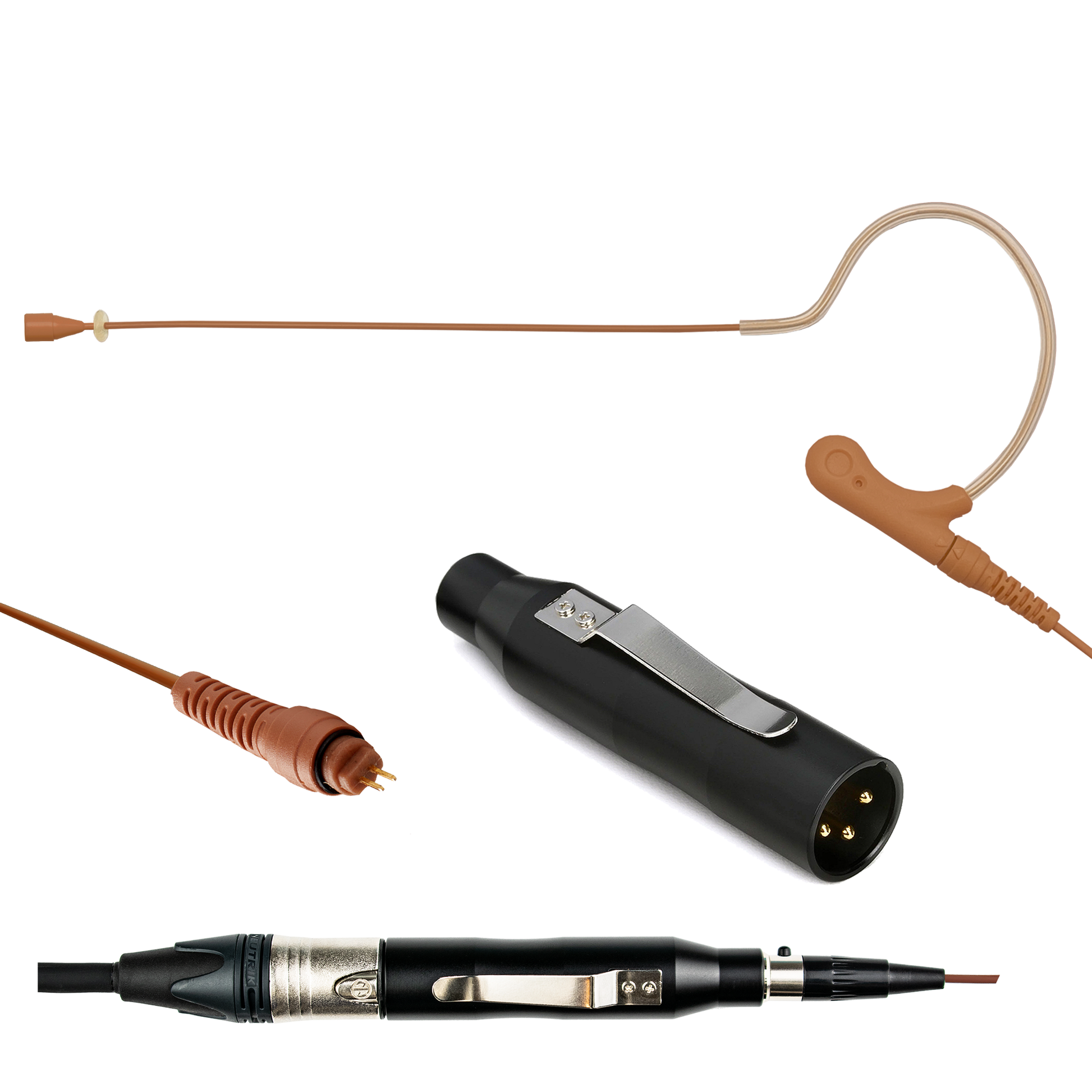 Single ear headset microphone suitable for professional audio use in churches, worship, school, theater, vocal recording, presentations, and concerts.