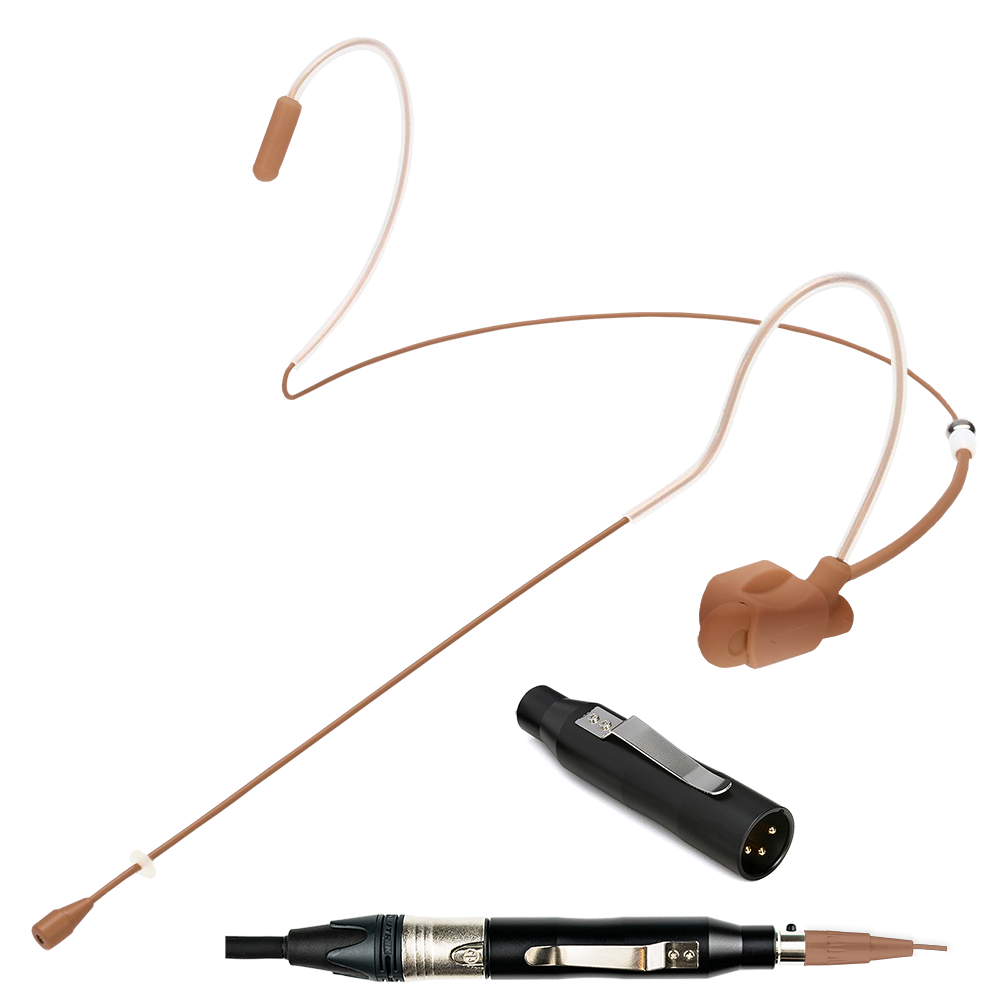 Dual ear headset microphone suitable for professional audio use in churches, worship, school, theater, vocal recording, presentations, and concerts.
