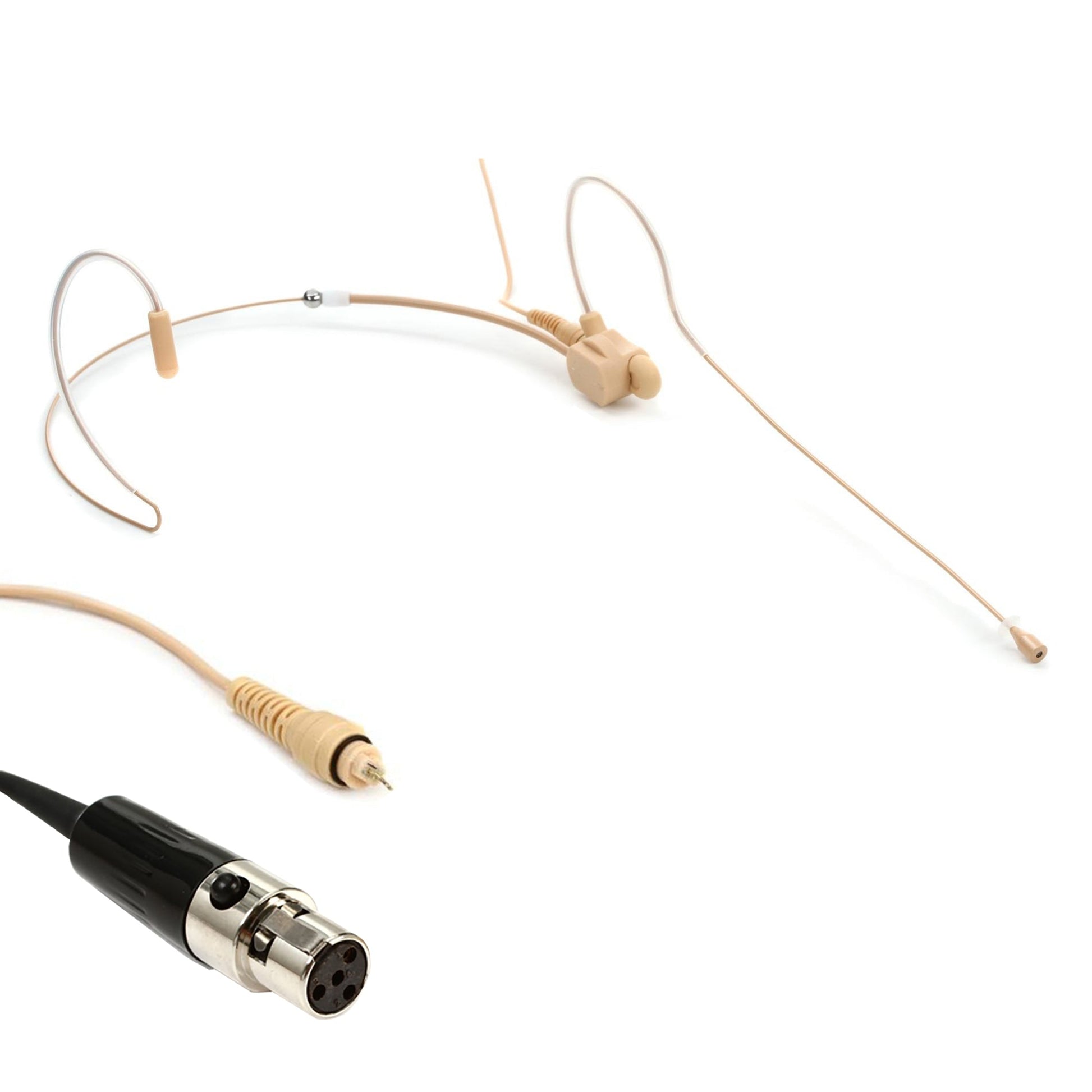 Dual ear headset microphone suitable for professional audio use in churches, worship, school, theater, vocal recording, presentations, and concerts.