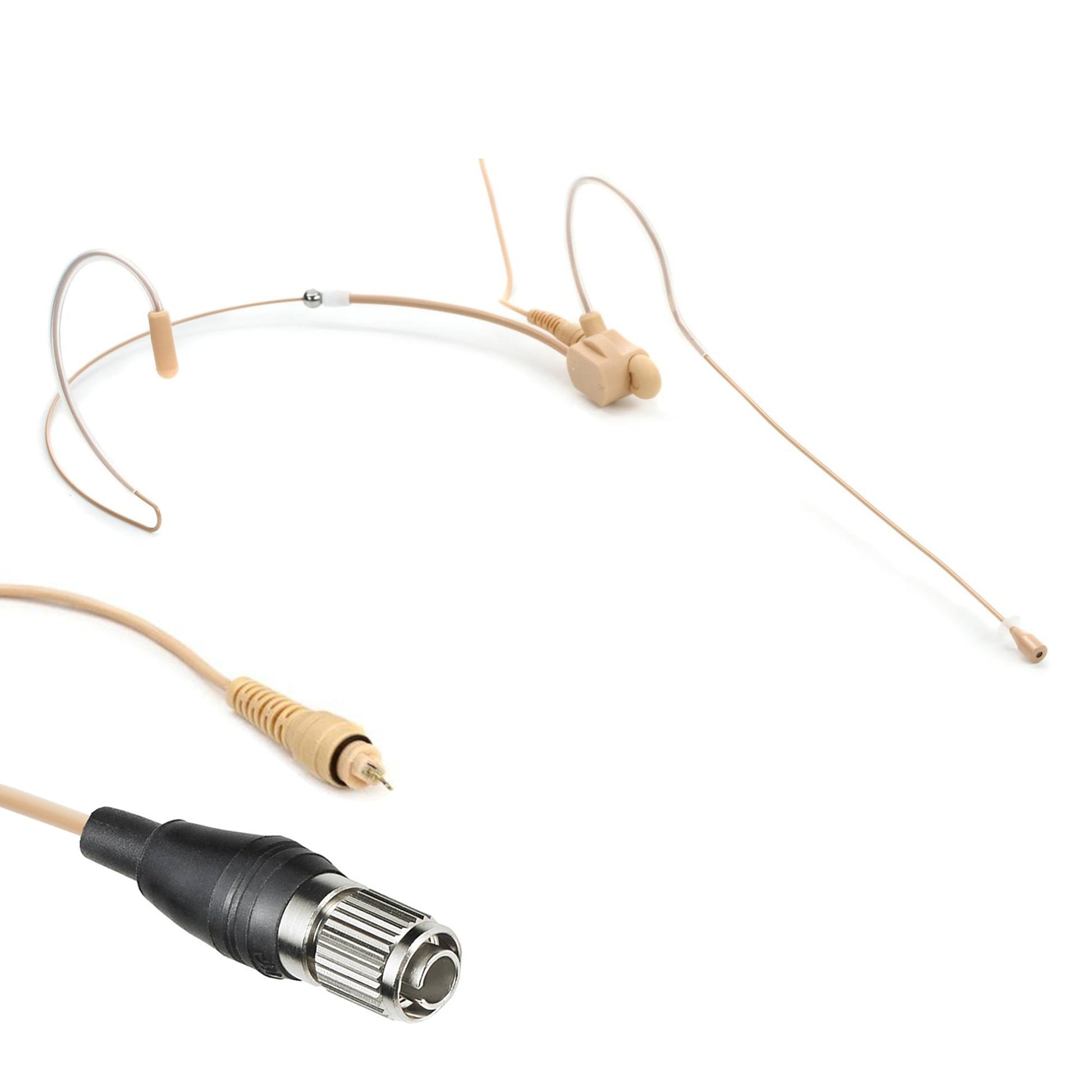 Dual ear headset microphone suitable for professional audio use in churches, worship, school, theater, vocal recording, presentations, and concerts.