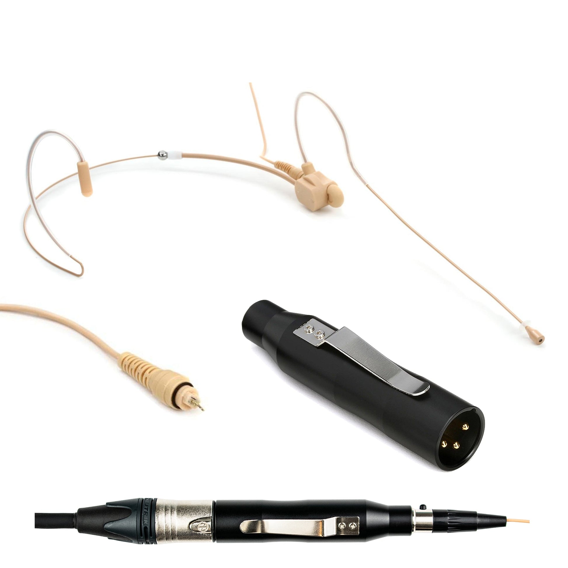 Dual ear headset microphone suitable for professional audio use in churches, worship, school, theater, vocal recording, presentations, and concerts.
