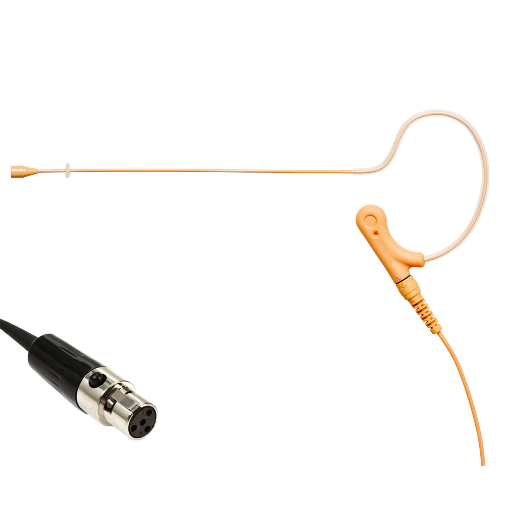 Single ear headset microphone suitable for professional audio use in churches, worship, school, theater, vocal recording, presentations, and concerts.