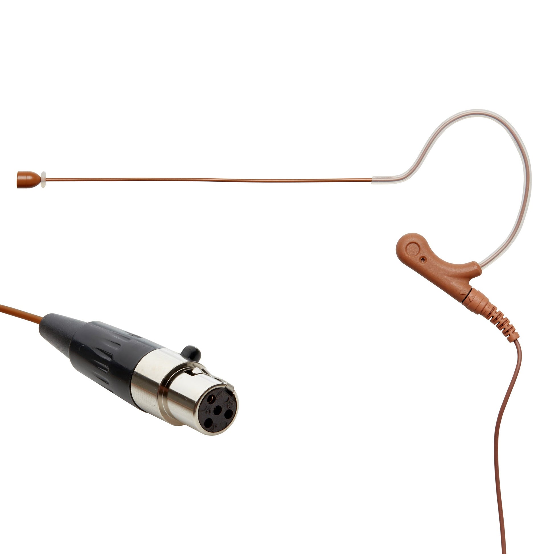 Single ear headset microphone suitable for professional audio use in churches, worship, school, theater, vocal recording, presentations, and concerts.
