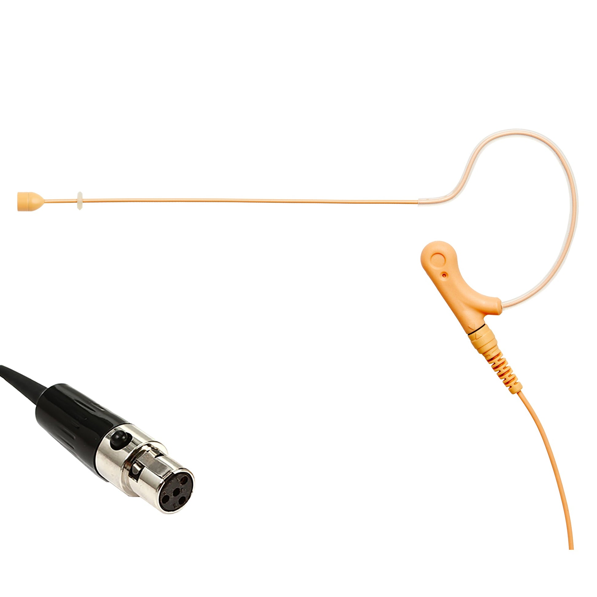 Single ear headset microphone suitable for professional audio use in churches, worship, school, theater, vocal recording, presentations, and concerts.