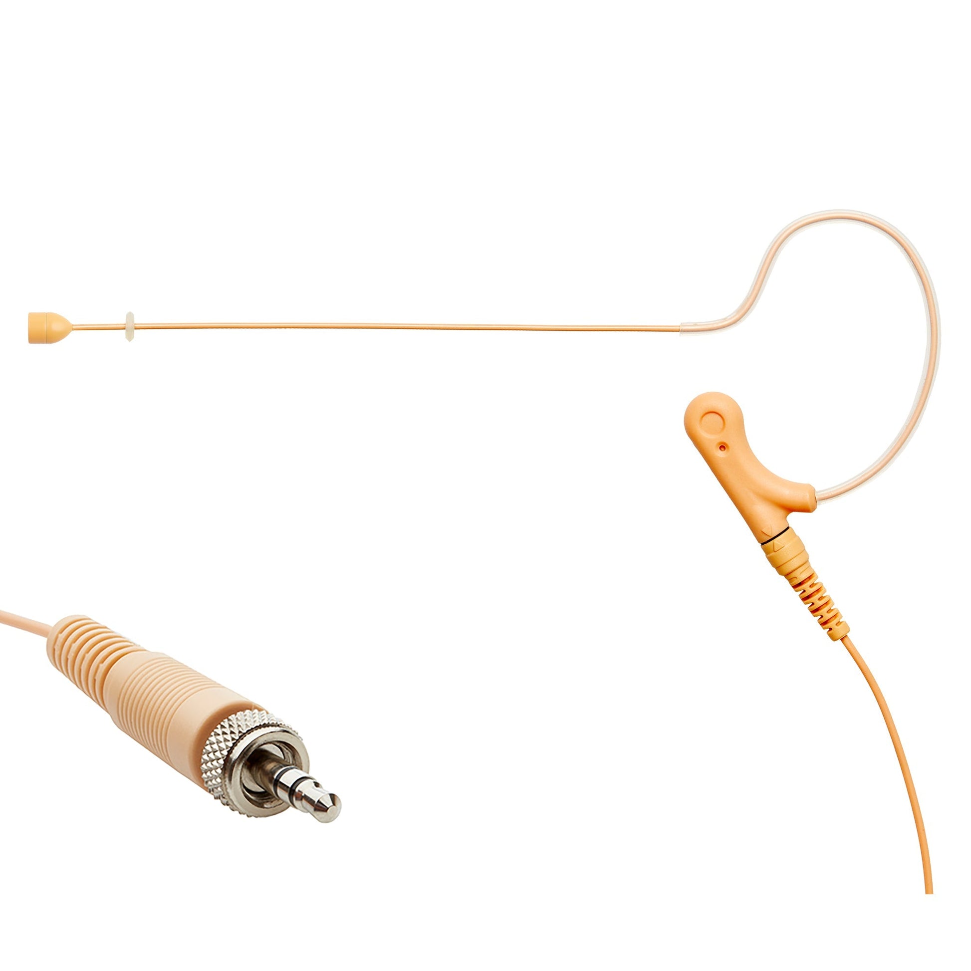 Single ear headset microphone suitable for professional audio use in churches, worship, school, theater, vocal recording, presentations, and concerts.