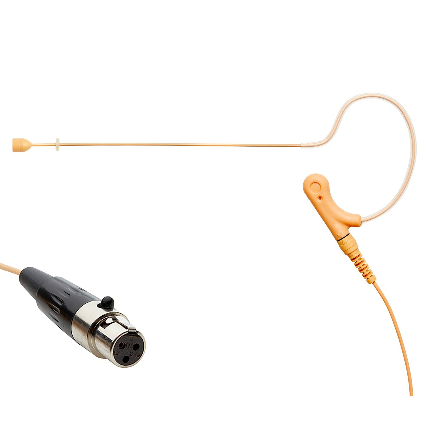 Single ear headset microphone suitable for professional audio use in churches, worship, school, theater, vocal recording, presentations, and concerts.