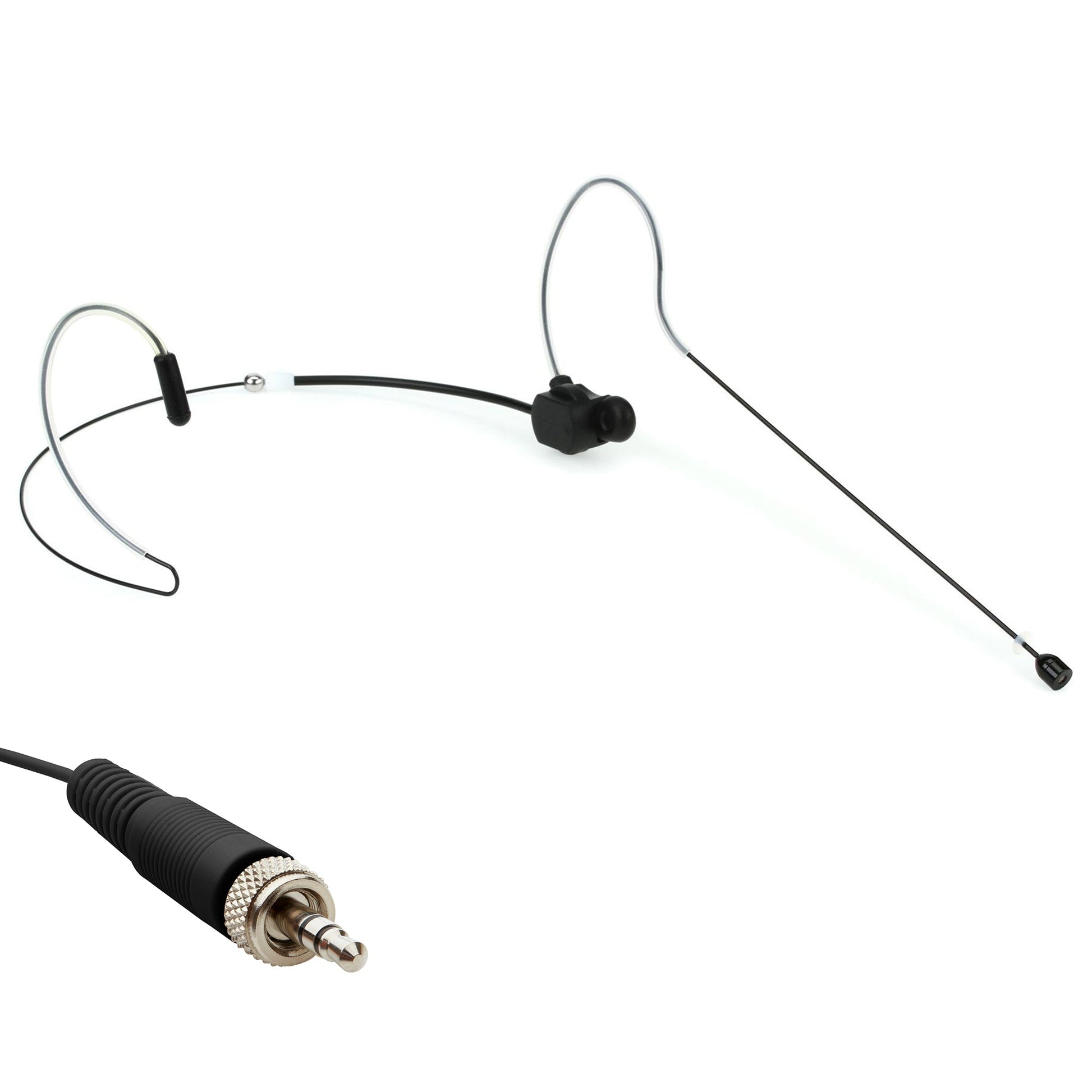 Black dual ear headset microphone suitable for professional audio use in churches, worship, school, theater, vocal recording, presentations, and concerts.
