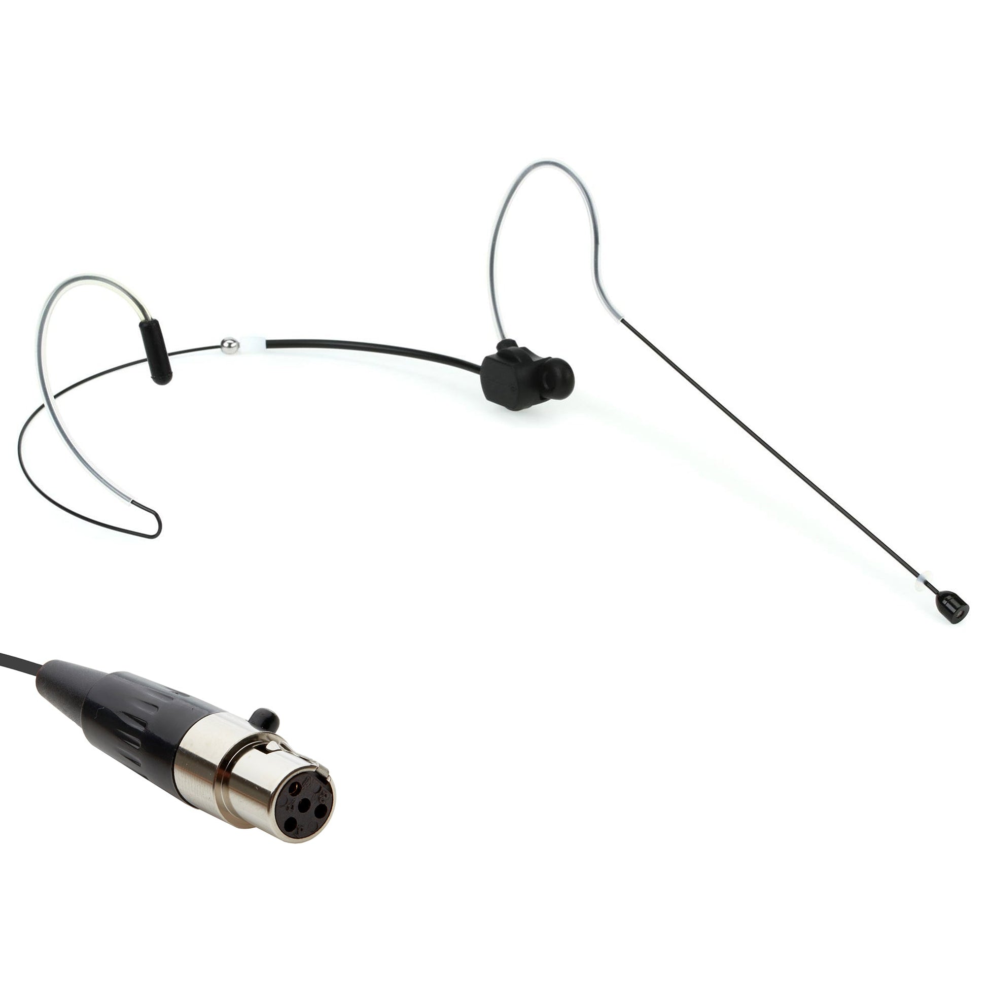 Black dual ear headset microphone suitable for professional audio use in churches, worship, school, theater, vocal recording, presentations, and concerts.