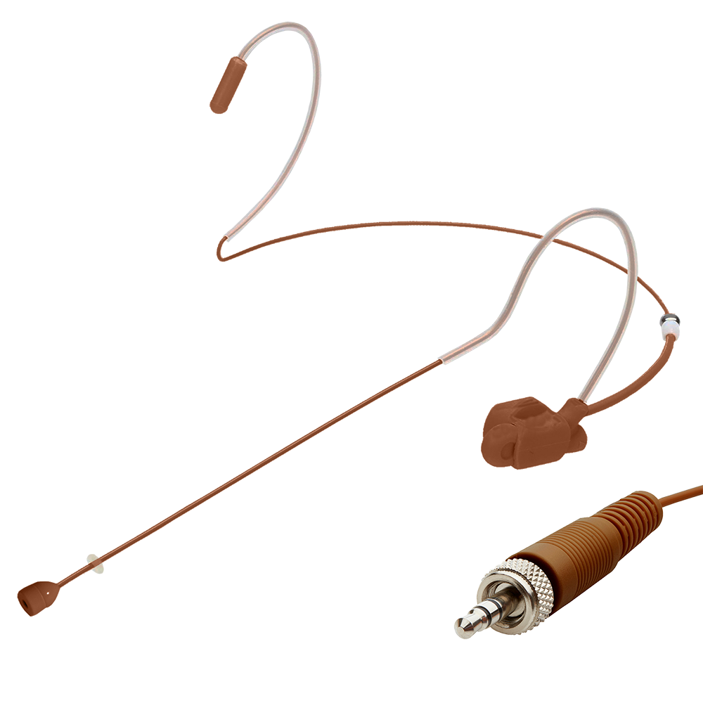 Cocoa dual ear headset microphone suitable for professional audio use in churches, worship, school, theater, vocal recording, presentations, and concerts.